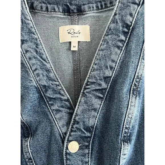 Rails Westwood Denim Jean Sleeveless Midi Dress Western Blue Stone Wash Sz M - Picture 5 of 6